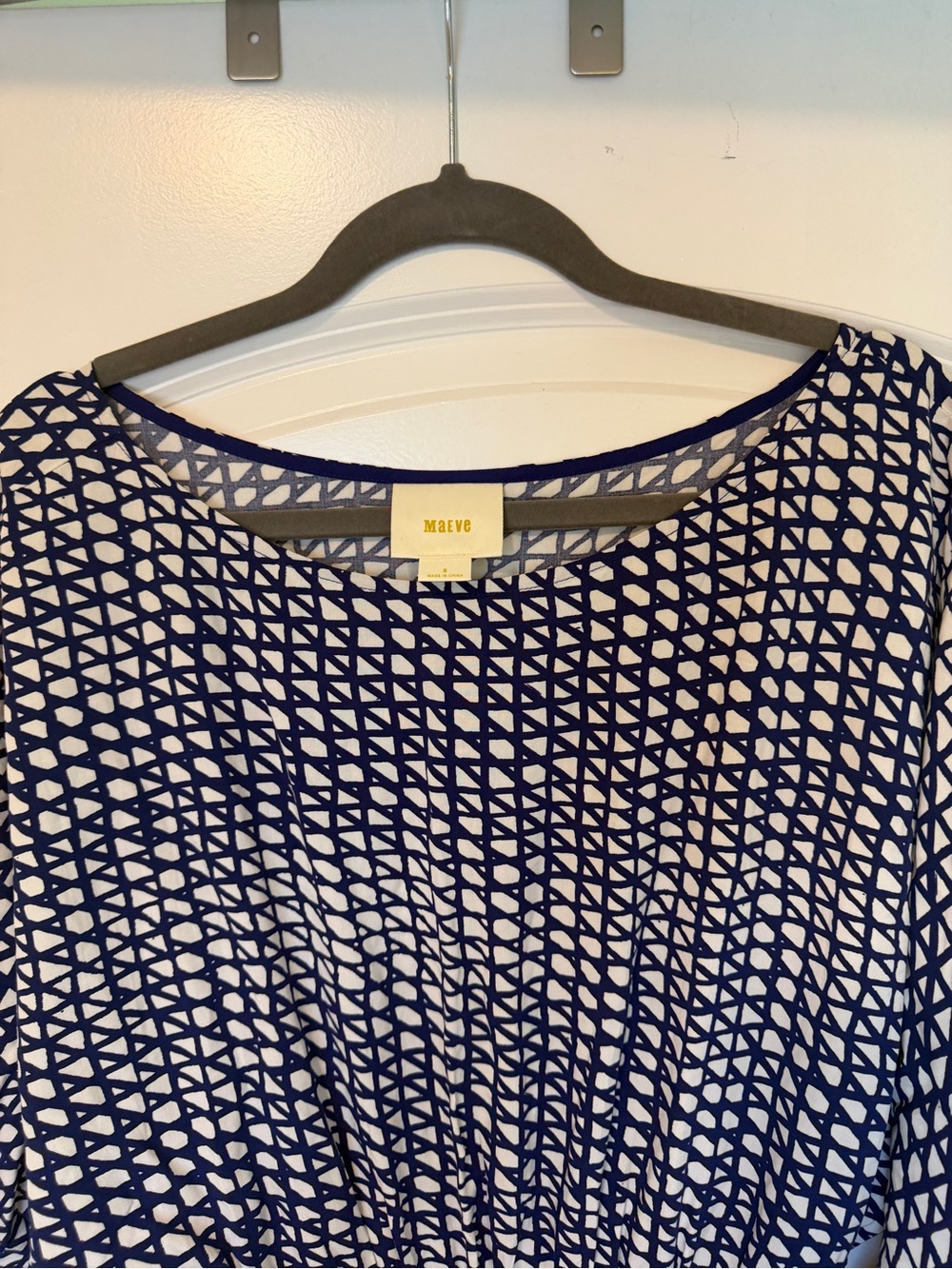 Maeve Navy / Purple / White Lattice Print Scoop Neck Dress